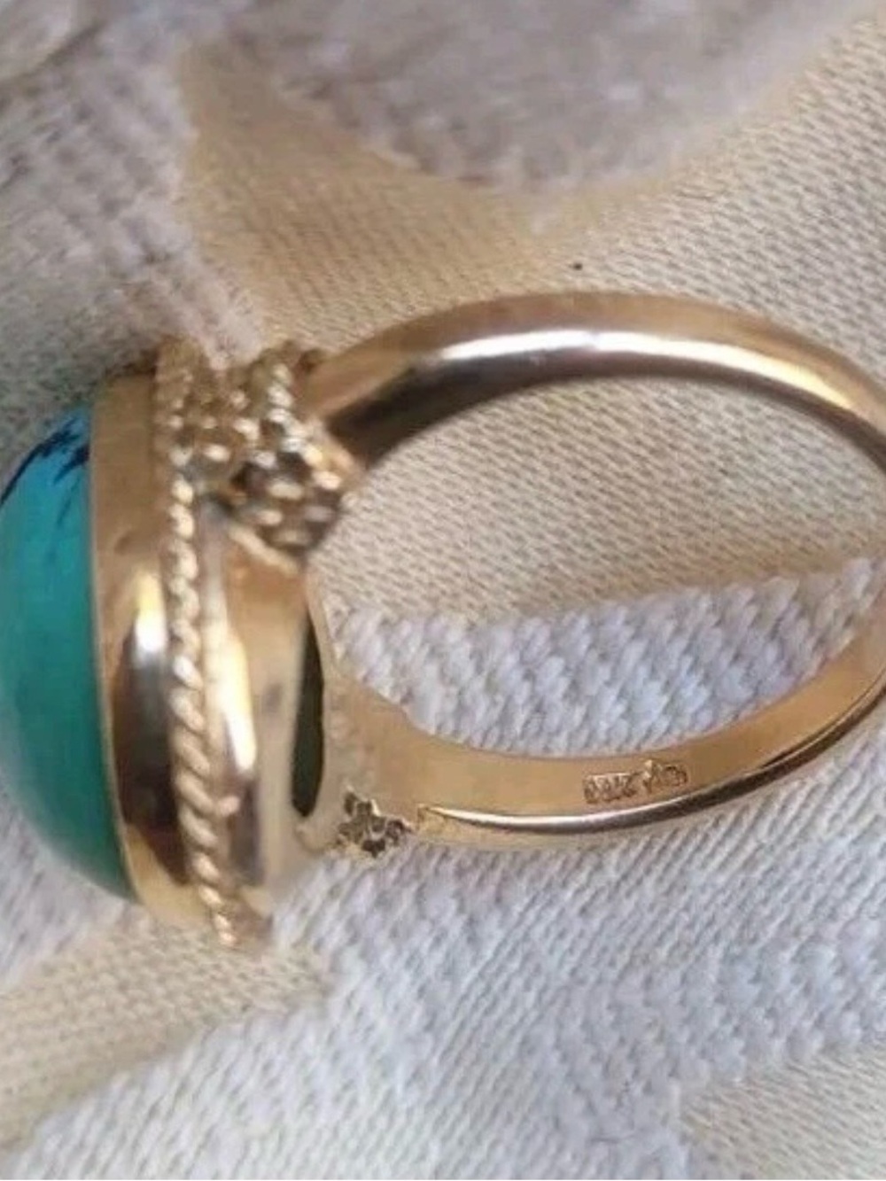 Vintage solid 14k gold natural blue/green turquoise ring with matrix size 6.5 - Picture 4 of 7